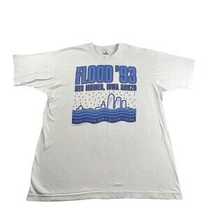 VTG Flood of 93 Shirt Men's XXL White Iowa 50H20 Shirt USA Made Single Stitch